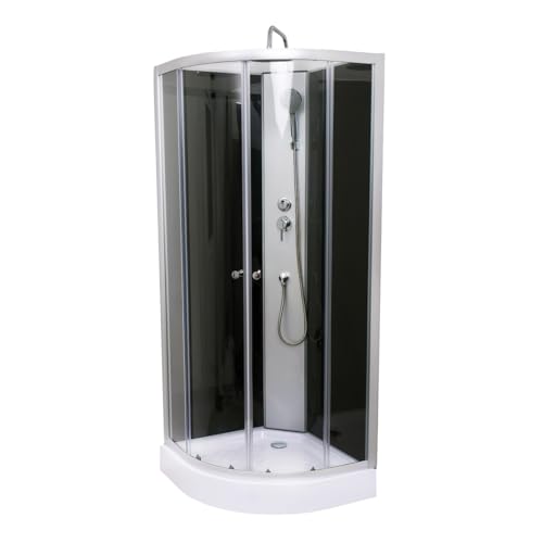 Aloni Dusche Komplettdusche Duschkabine 80 x 80 cm - Fertigdusche mit Duschwanne, Regendusche Duschkopf, Duscharmatur, Ablaufgarnitur & Brausegarnitur - ESG-Glas - Duschsystem mit Armatur