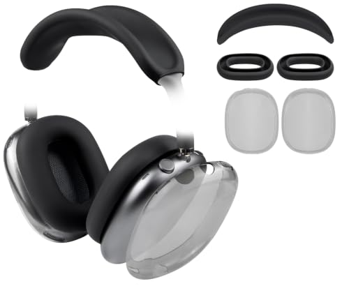 SOULWIT Schutzset für AirPods Max 2/1 (2026/2024/2020, USB-C/Lightning), Kopfband Stirnband Headband Abdeckung + TPU-Schutzhülle + Silikon Ohrpolster Schutz Abdeckung, Schweißresistent, Waschbar