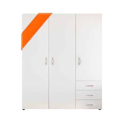 HARRY Kleiderschrank Weiß - Vielseitiger Drehtürenschrank 3-türig für Ihr Schlafzimmer - 150 x 176 x 51 cm (B/H/T)