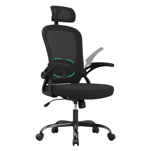 Farini Höhenverstellbar Ergonomischer Stuhl Schreibtisch Stuhl Bürostuhl Bequem mit Kopfstütze, Home Office Stuhl Computer Stühle Chefsessel mit Armlehne, 150 Kg PC Stuhl mit Rollen