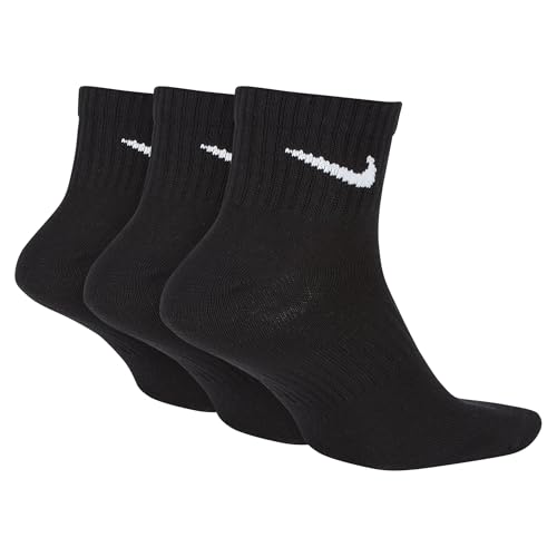 Nike Erwachsene Everyday Lightweight Ankle (3 Paar) Socken, Black/White, M (38-42 EU)