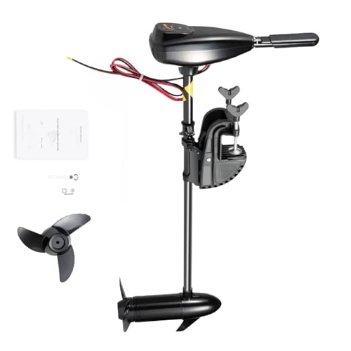 Mqwdxzfes 800W 12V 80LBS Elektrisch Außenborder, Elektromotor Aussenbordmotor 1.2PS Bootsmotor mit 5V/3R Gängen, Langwellen Außenborder Elektromotor Schlauchboot für Kajak/Boote, 1850kg Zugkraft