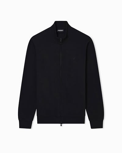 Emporio Armani Herren-Sweatshirt, offen, Frottee, Schwarz, Größe M, Schwarz, M