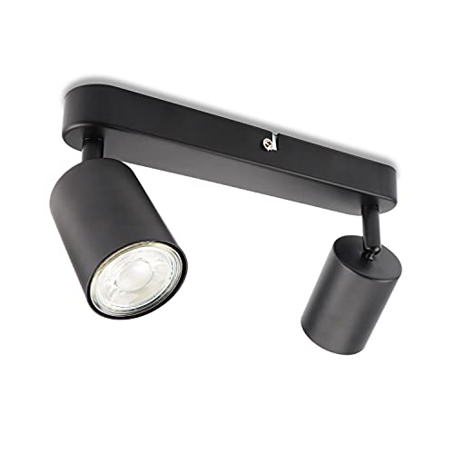da LIGHT LED Deckenlampe 2-flammig, Dreh und Schwenkbar Deckenstrahler Spotleuchte Wandspot, GU10 (ohne Leuchtmittel) Retro/Vintage Deckenleuchte 230V Schwarz für Wohnzimmer Schlafzimmer Küchen