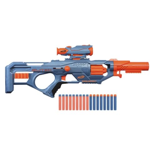 Nerf Elite 2.0 Eaglepoint RD-8 Blaster, 8-Dart Trommel, abnehmbares Fernrohr und Abnehmbarer Lauf, mit 16 Nerf Darts und Bolzen, 27 Meter Schussweite