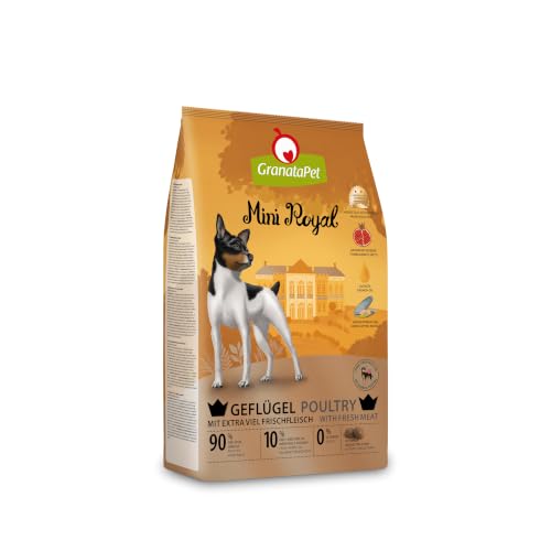 GranataPet Mini Royal Geflügel, Trockenfutter für Hunde, Hundefutter ohne Getreide & ohne Zuckerzusatz, Alleinfuttermittel für ausgewachsene Hunde, 1 kg