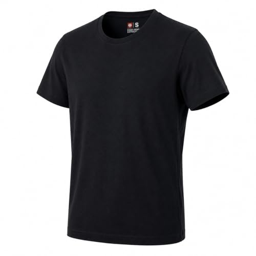 Engelbert Strauss Herren T-Shirt e.s. Cotton, atmungsaktives Basic Shirt mit Rundhals – Robustes Arbeits- & Freizeitshirt (DE/NL/SE/PL, Alphanumerisch, XL, Regular, Regular, schwarz)