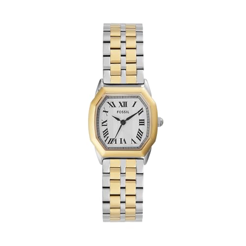 Fossil Harlow Damen-Uhr, Quarzwerk mit Edelstahl- oder Lederarmband Gold- und Silberton