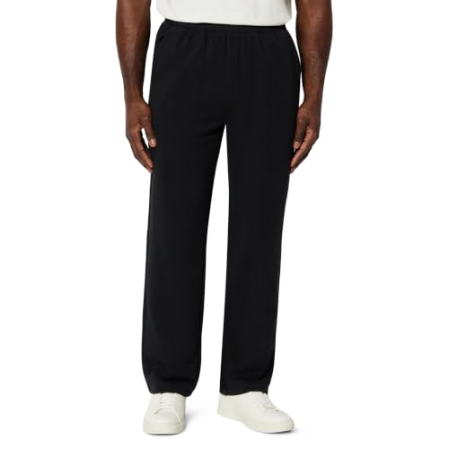 Amazon Essentials Herren Regular Fit Sweatpants aus Weicher Baumwolle mit Offenem Beinabschluss, Schwarz, M