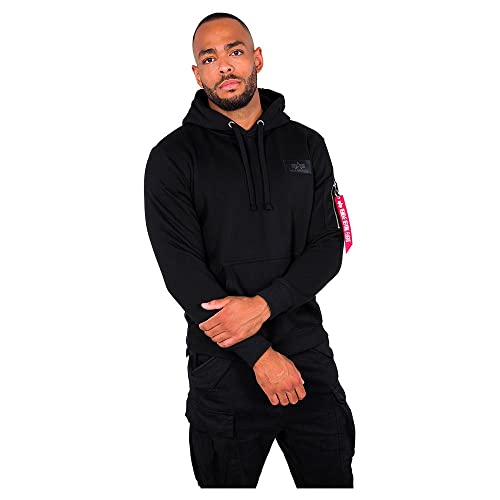 ALPHA INDUSTRIES Herren Back Print Hoody Kapuzensweat Kapuzenpullover, Black, L