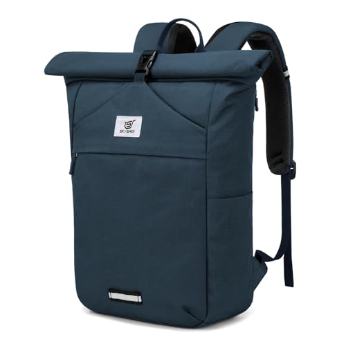 SKYSPER Rolltop Rucksack Herren Groß Schulrucksack Teenager mit Laptopfach Damen Rolltop Reiserucksack Unisex Tagesrucksack für Uni Arbeit Fahrrad