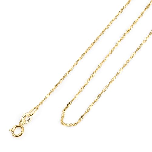 Amberta 14K 18K Echt Goldkette Damen und Herren | Dünne Box Singapur Panzer Echte Gold Kette Halsband 40/45/50 cm: 14K 585 Singapurkette Gold 50 cm