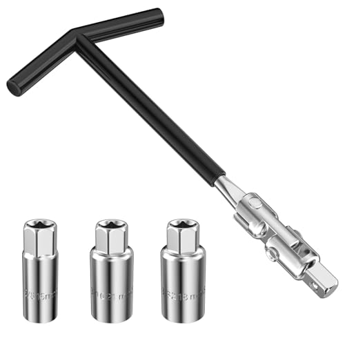 Chiluxendo Zündkerzenschlüssel Set, Universal Zündkerzensteckschlüssel 16 mm / 18 mm / 21 mm, Zündkerzen Schlüssel Satz, Zündkerzenentferner-Werkzeug, T-Griff Kerzenschlüssel für Auto und Motorrad