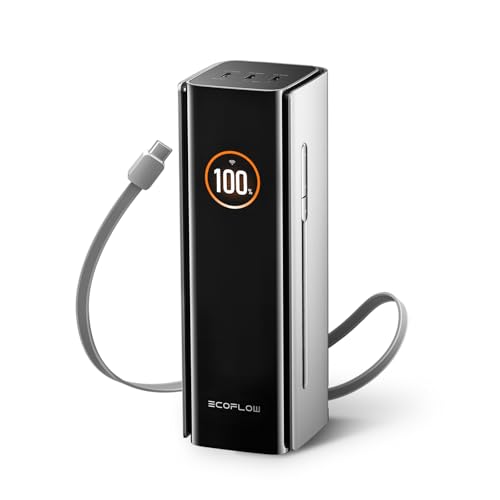 EcoFlow Powerbank mit 300W Max. Ausgang und 140W Kabel, 140W Laptop Power Bank, 4 USB-C Tragbares Ladegerät, 3950 x 7mAh, für iPhone 17/16/15 Series, MacBook, Samsung, iPad, DJI und Steam Deck