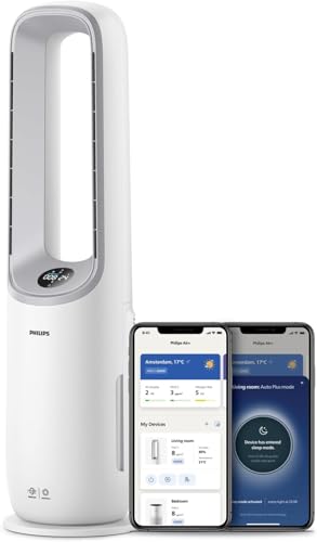 Philips Air Performer 2-in-1: Luftreiniger und KŸhlgeblŠse - Reinigt 70 m?, Entfernt 99,97% der Allergene und Schadstoffe. HEPA-Filter, Intelligente Sensoren, Alexa, App. (AMF765/10)