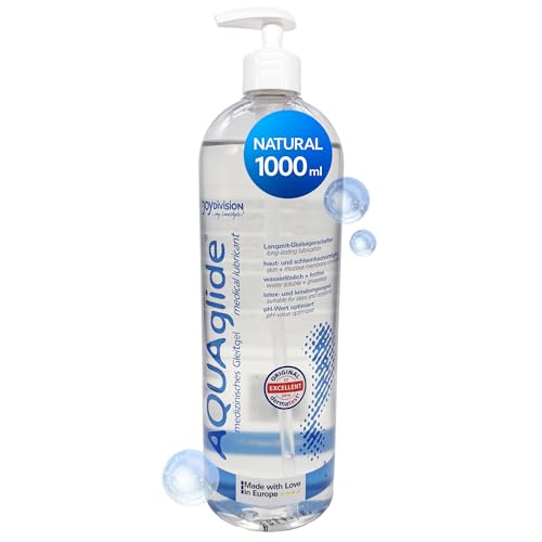 JOYDIVISION Original AQUAglide 1000 ml Gleitgel Natural, Kristallklares & Veganes Gleitmittel, Ph-optimiert und Latex- Kondom -Kompatibel