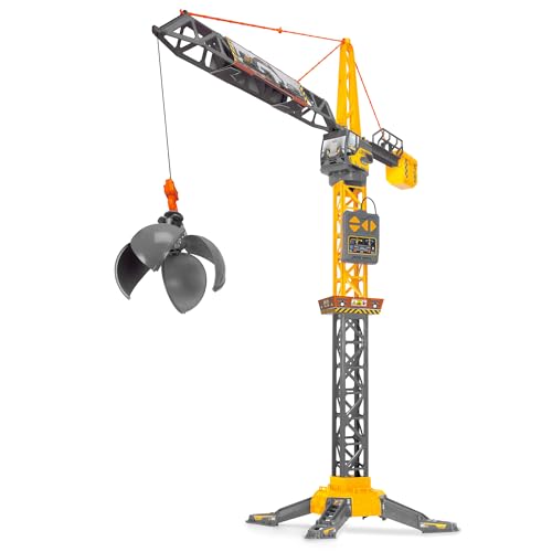 Dickie Toys Mighty Crane (110 cm) - Spielzeug Kran mit 360°-Drehung, Abrissbirne & Greif-Funktion - Ferngesteuerter Kran Spielzeug für Kinder ab 3 Jahre mit Kabel-Fernbedienung - 203729022