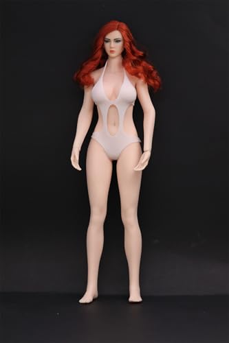 OBEST TBLeague S42 Puppe, weißer Hautton, 1/6 Nahtlose Gummipuppe, weißer Bikini, Lange Beine, mit Puppenkopf