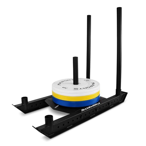 MSPORTS Gewichtsschlitten Premium - Power Sled, Powerschlitten, Sprint- und Zugschlitten, Schnellkrafttraining, Druck- und Zugübungen Schwarz