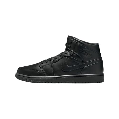 NIKE Air Jordan 1 Mid Herren Sneaker Sneaker Basketball Mode Leder Schuhe, Schwarz , 44.5 EU