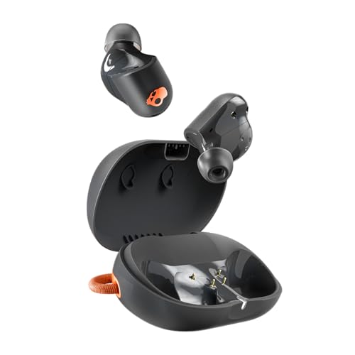 Skullcandy Sesh ANC Active, Kabelloser In-Ear Kopfhörer mit Active Noise Canceling, 48 Std. Wasserdicht (IP67), Mikro, Kompatibel mit iPhone, Android, Bluetooth-Geräten - True Black/Orange
