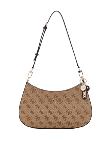 GUESS Noelle II Top Zipper Shoulder Bag Latte Logo/Brown