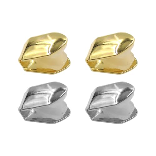 DOKRIN 4-teiliges Zahnpflegeset, Hip-Hop-Zahnspangen, vergoldete Hip-Hop-Zahnspangen, Zahnschmuck, vergoldetes Hip-Hop-Zahnpflegeset, Schmuck, Geschenk (Gold, Silber)
