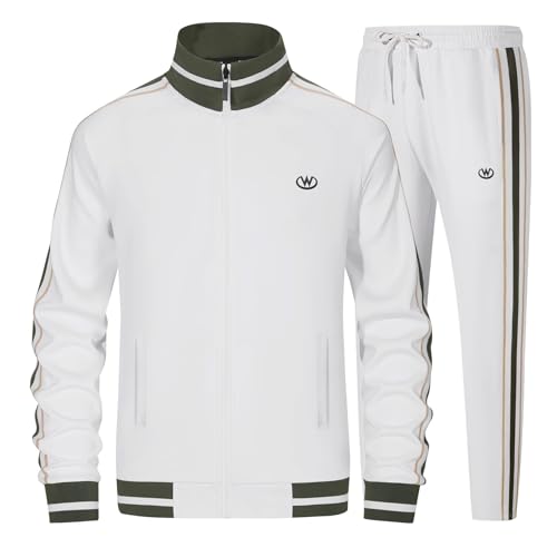wiebdncj Herren Casual Trainingsanzüge Langarm Jogging Anzüge Sweatsuit Sets Trainingsjacken und Hosen 2 Stück Outfit JW5012-L