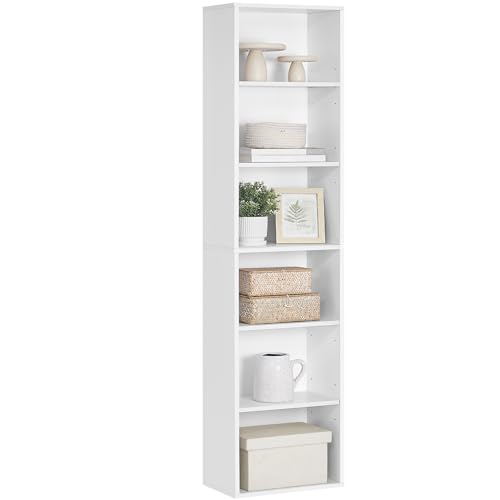 VASAGLE Bücherregal, 6-stöckiges Regal, offenes Aufbewahrungsregal, Standregal, 24 x 40 x 178,5 cm, für Wohnzimmer, Homeoffice, Esszimmer, wolkenweiß LBC167T14