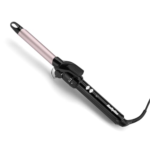 BaByliss 19mm Lockenstab – Satin Touch Beschichtung, 10 Heizstufen, professionelles Styling-Tool für definierte Locken, Schwarz & Pink, C319E