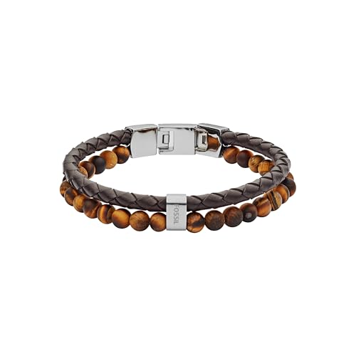 Fossil Armband Für Männer Vintage Casual, Innenlänge: 180mm - 195mm Braun Lederarmband, JF03118040