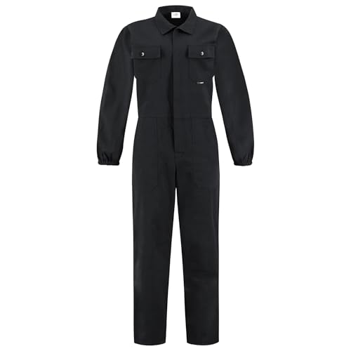 BWOLF ANAX Arbeitsoverall Herren Overall Herren Arbeitskleidung 100% Baumwolle Arbeitsoveralls mit 5 Taschen (Schwarz, XL)