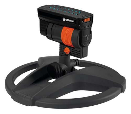 Gardena Viereckregner AquaZoom compact: Regner zur Bewässerung von Nutzflächen von 9-216 m², Reichweite 3-18 m, Sprengweite 3-12 m, integrierter Innenfilter (18708-20)