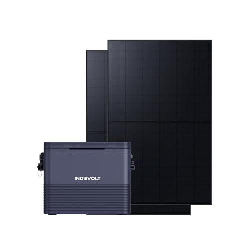 Indevolt BK1600 Balkonkraftwerk mit Speicher 1,6 kWh und 890W Solarpanels, Tragbare Powerstation, 2 MPPT 1200W, Bidirektionales Laden, Bifaziale Solarmodule (445W, 2er-Pack)