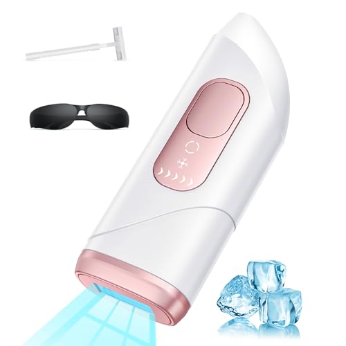 IPL Geräte Haarentfernung Laser mit Kühlfunktion, Unbegrenzten Blitzen Laser Haarentfernung, 600NM Wellenlänge, Haarentfernung Laser für Frauen Männer Women Gesicht Bikinizone Arme Beine Körper, Rose