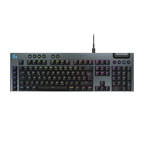 Logitech G G915 X, flache kabelgebundene, mechanische Gaming-Tastatur mit Double-Shot-PBT-Tastenkappen, voll programmierbaren Tasten, braune taktile GL-Switches für PC/Mac, DEU QWERTZ-Layout - Schwarz