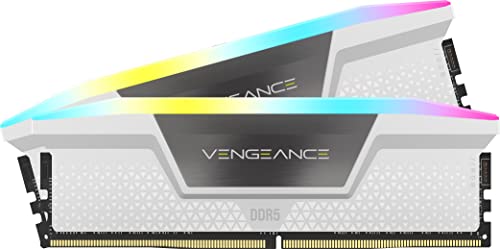 CORSAIR Vengeance RGB DDR5 RAM 32GB (2x16GB) 6000MHz CL36 Intel XMP 3.0 Desktop-Arbeitsspeicher – Weiß (CMH32GX5M2E6000C36W)