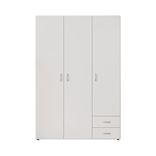 BASE Kleiderschrank Schrank Drehtürenschrank in Weiß 120 x 177 x 52 cm