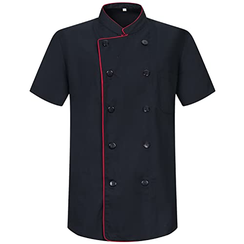 MISEMIYA Herren Men's Chef Jacket Kochjacke KZ-8421B, 8421b-Schwarz, L