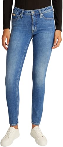 Calvin Klein Damen Jeans Hose Mid Rise Skinny Fit, Blau (Denim Medium), 32W/27L