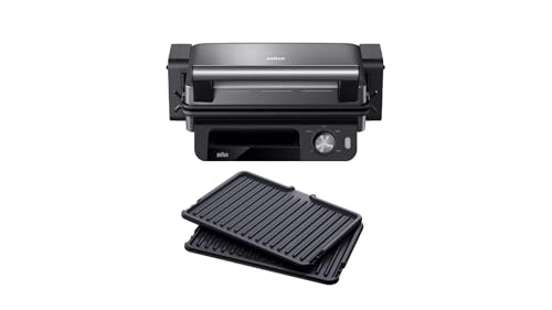 Braun MultiGrill 5 CG5033IGY, 3in1 Grillpositionen (Kontaktgrill, BBQ, Ofen), 230°, abnehmbarer Fettauffangbehälter, spülmaschinenfeste Platten (2), 2000W, Schwarz