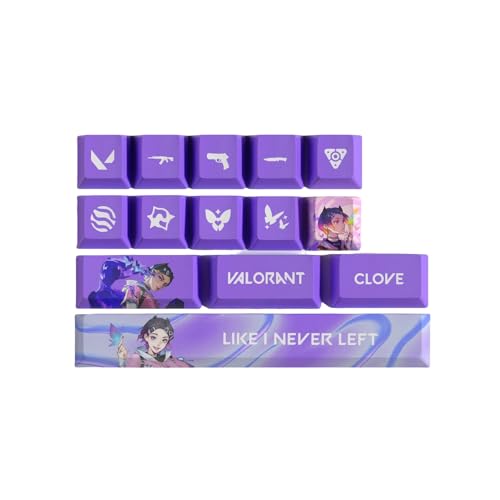 Valorant Clove Tastenkappen für mechanische Tastatur, PC, Universal, PBT OEM Profile Dye Sublimation Layout, verschleißfeste Beschichtung, als Geschenk für Freunde