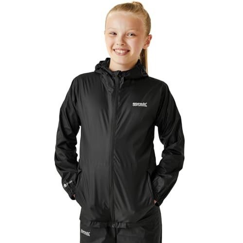 Regatta-Kinderjacke Kid Pack It Iii, wasserdichte Shell-Jacke XXL Schwarz