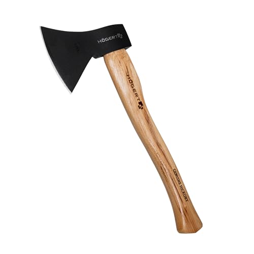 HÖGERT TECHNIK Äxte 800g mit Holzstiel - Mehrzweckaxt zum Spalten und Hacken, ergonomischer Hickoryholzgriff, gehärtetes Axtblatt 47-55 HRC, mit Keilbefestigung, gefertigt nach DIN 5131
