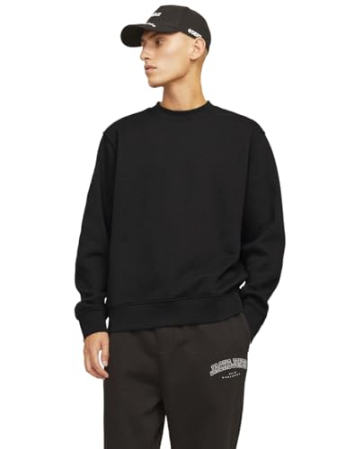 Herren Jack & Jones Basic Sweater Plus Size Langarm Sweatshirt Pullover Übergröße Jumper JJEBASIC, Farben:Schwarz, Größe Pullover:7XL