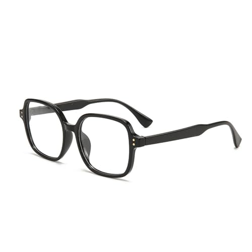 Lairesen Vintage Oversized Blue Light Blocking Glasses - quadratischer Rahmen, phototrope Gläser, große klare Gläser (schwarz, x)