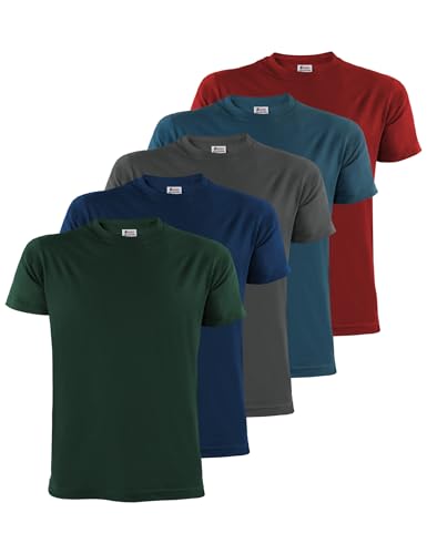 ALPIDEX Herren T-Shirts 5er Set Rundhals einfarbig S M L XL XXL 3XL 4XL 5XL, Größe:5XL, Farbe:Earth