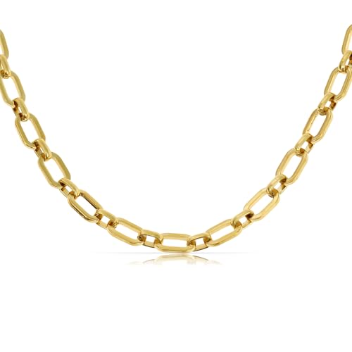 Made by Nami Glieder Halskette Damen Gold Edelstahl Sommer Schmuck 40 + 5 cm Länge Geschenk für Sie Wasserfest (Runde Glieder)