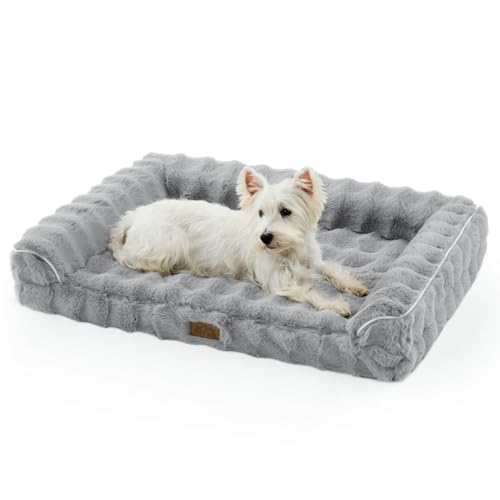 COZY KISS Orthopädisches Hundebett Ergonomisches Hundesofa - 91x16x68 cm Hundecouch mit Eierförmiger Kistenschaum für Mittlere Hunde, Waschbar rutschfest Hundebetten,Grau（Lagerverkauf）