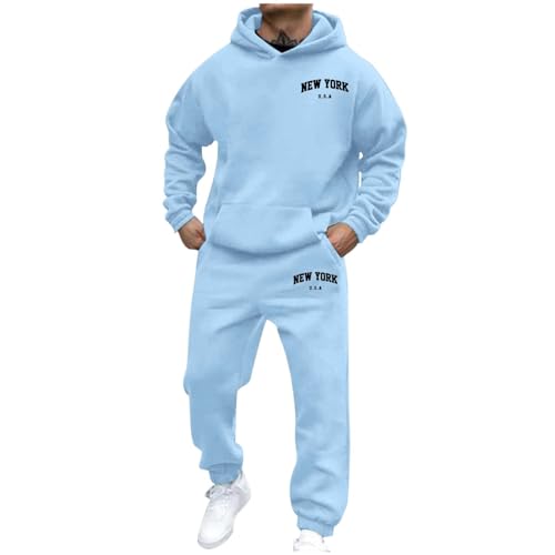Lvnsdknerse Jogginganzug Herren - Einfarbig Zweiteiler Set Trainingsanzug Sportanzug Kordelzug Reißverschluss Freizeitanzug mit Sweatshirt und Jogginghose Baumwolle Tracksuit Casual Outfit